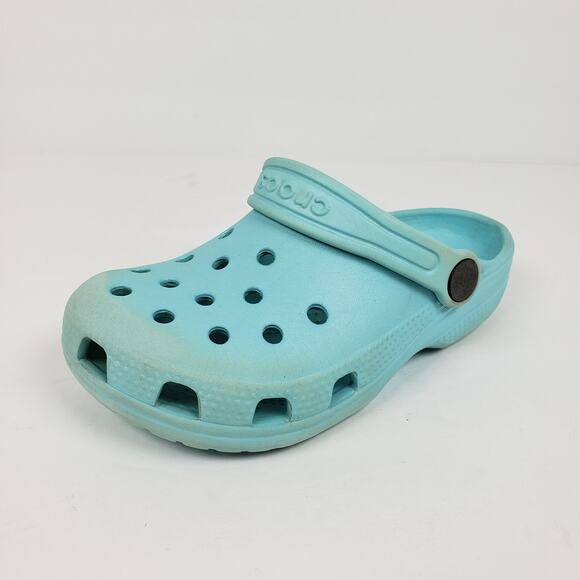 Crocs Classic Toddler Girls Size 11 c Light Blue Slip On Casual Clog Shoes - Picture 2 of 12